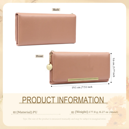 Cartera larga rosa personalizable para mujer – «Primero mamá, ahora abuela» con nombres y flores