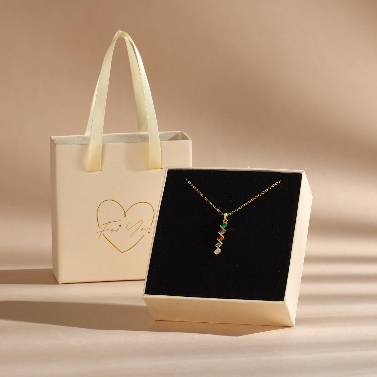 Collar para mujer con 5 piedras de nacimiento personalizadas-Jessemade ES