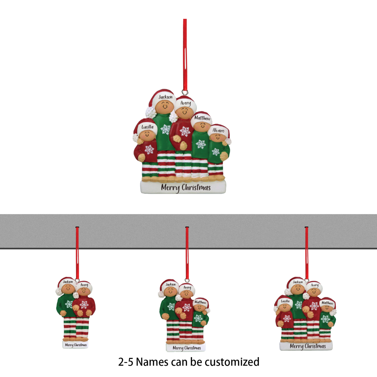 Navidad-Ornamento muñecos navideño de madera 2 nombres y 1 texto personalizados adorno del árbol