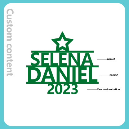 Navidad-Ornamento navideño de madera árbol de nombres con 2 nombres y año personalizados