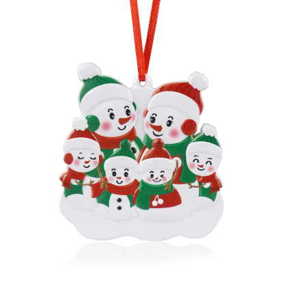 Navidad-Ornamento de resina con muñecos de nieve 6 nombres personalizados con texto adorno de árbol