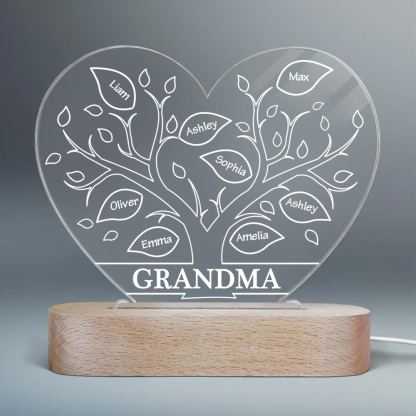 A mi mamá/abuela-Lámpara Personalizada con 2-8 Nombres y Texto "árbol de la vida" 3D Ilusión Luz de Noche-Jessemade ES