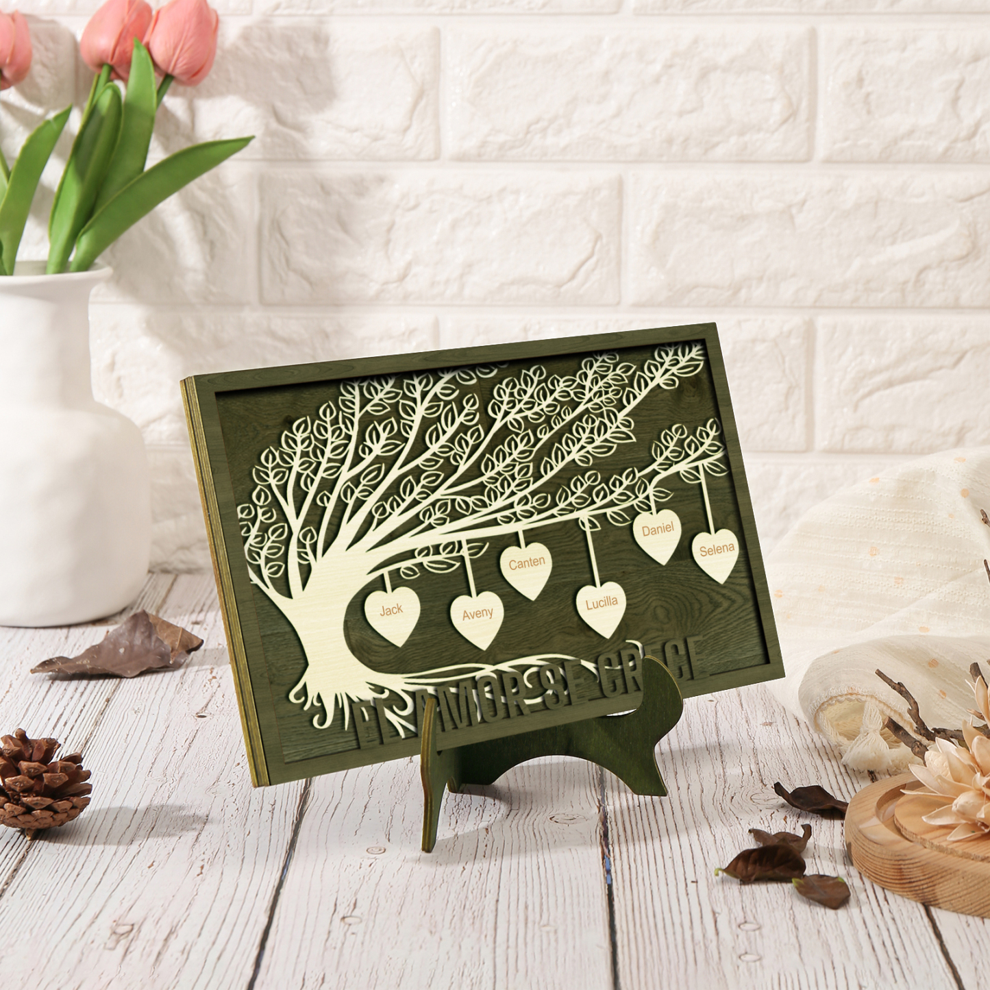 A mi mamá/abuela-Adorno 2-8 nombres personalizados decoración de madera árbol de la vida-Jessemade ES