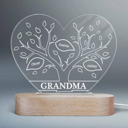 A mi mamá/abuela-Lámpara Personalizada con 2-8 Nombres y Texto "árbol de la vida" 3D Ilusión Luz de Noche-Jessemade ES