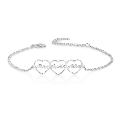 Pulsera 1-4 nombres personalizados con dije de corazón-Jessemade ES