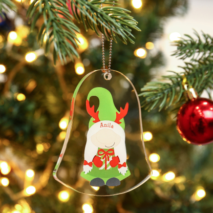 Navidad-Ornamento navideño de acrílico genios en forma de campanilla con 1 nombre personalizado