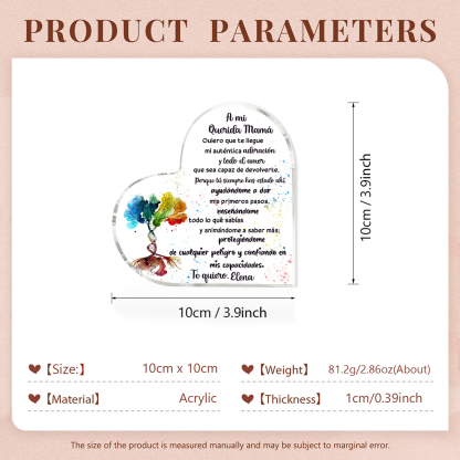 A mi mamá-Placa de acrílico en forma de corazón árbol y frases amorosos 1 nombre personalizado-Jessemade ES