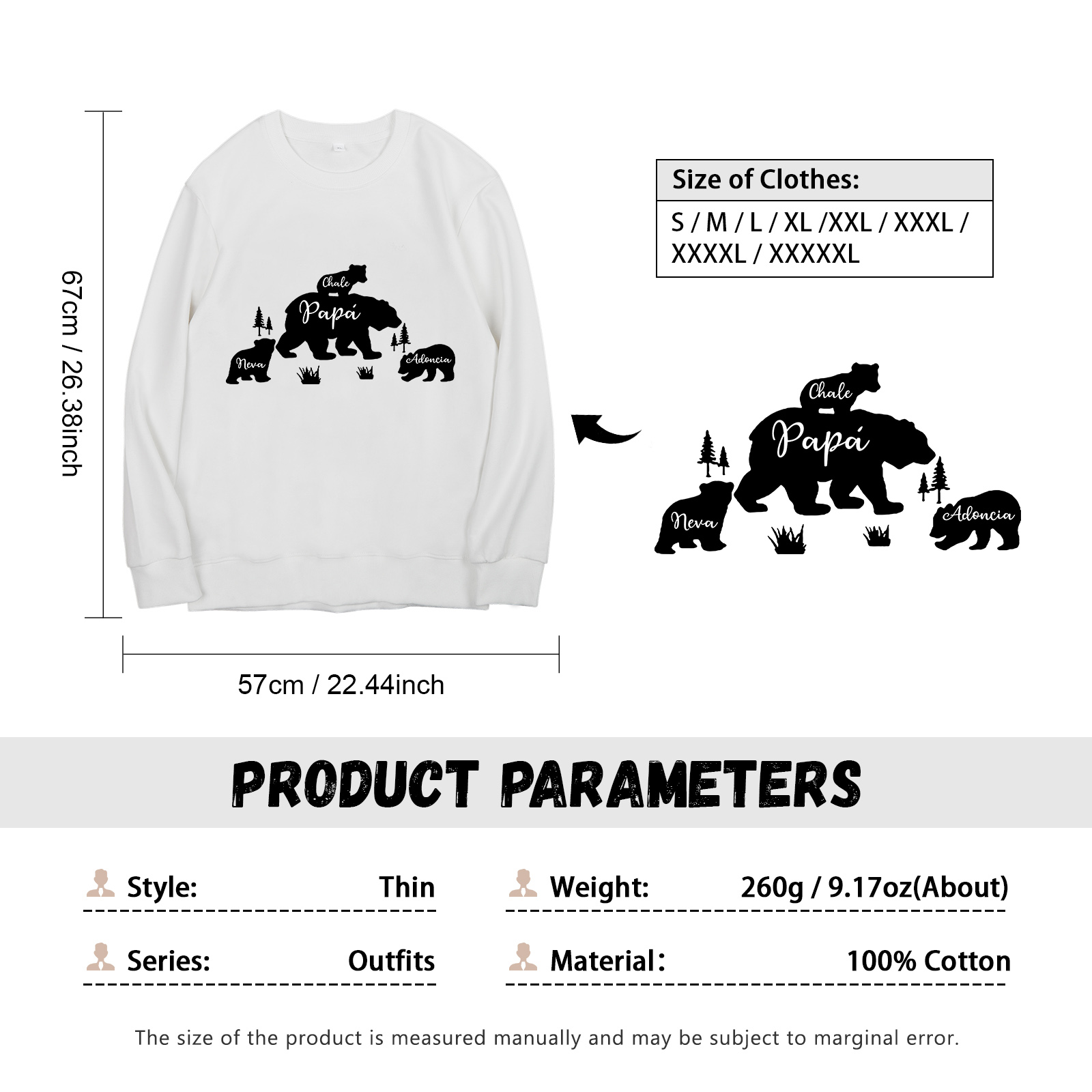 Familia-Sudadera "Oso y sus bebés" 4 nombres personalizados-Jessemade ES