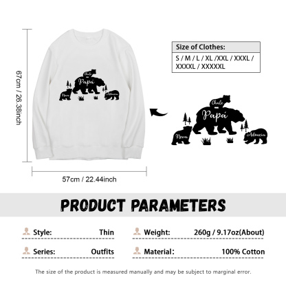 Familia-Sudadera "Oso y sus bebés" 4 nombres personalizados-Jessemade ES