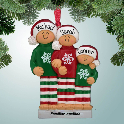 Muñeco Ornamento Navideño 3 Nombres y Texto Personalizados Adorno de Madera