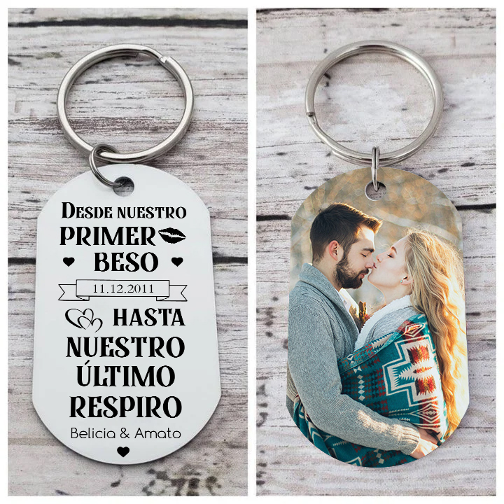 Llavero personalizado con foto, 2 nombres y una fecha para pareja-Jessemade ES