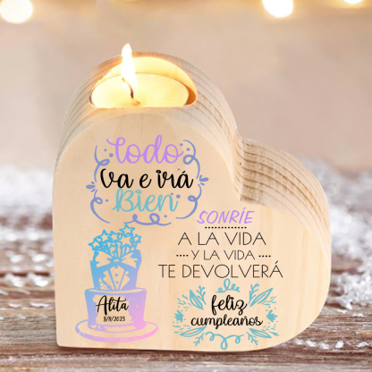 Cumpleaños-Candelero en forma de corazón con nombre y fecha personalizados-Jessemade ES