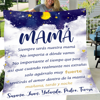 A mi mamá-Manta de buen calidad con frase amoroso y personalizada con 5 nombres | Jessemade ES