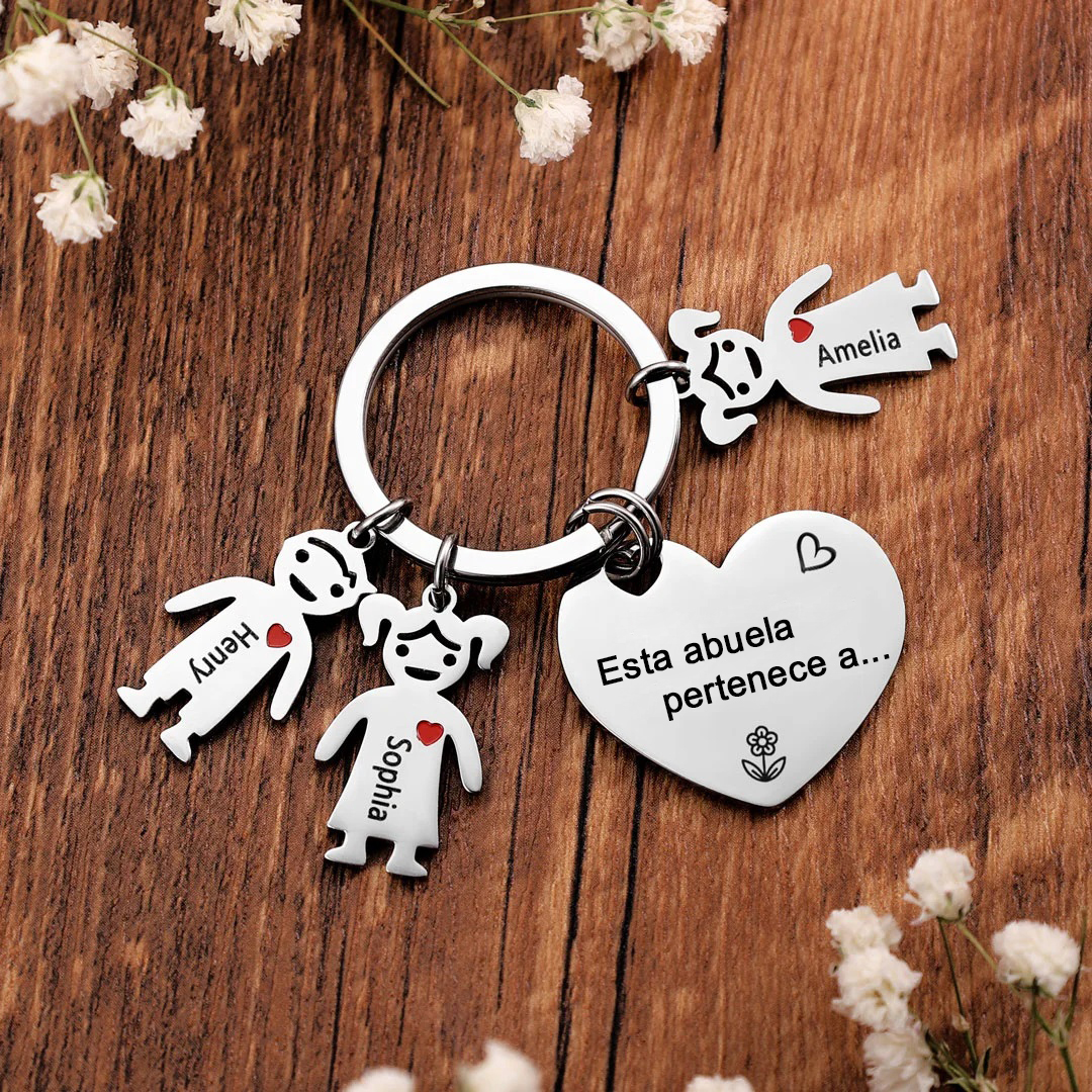 A mi abuela - Llavero con 5 nombres personalizados en "niños"-Jessemade ES