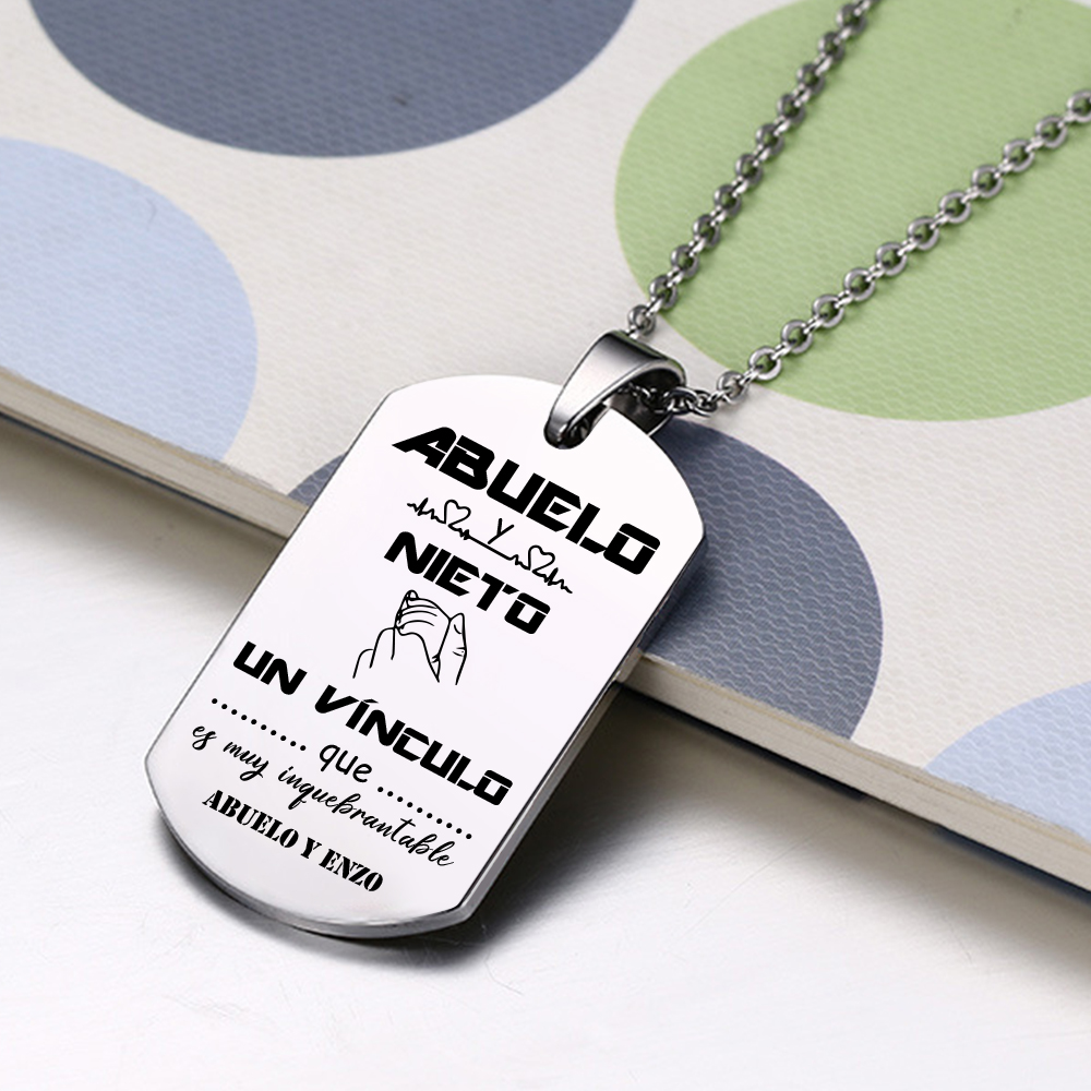 A MI ABUELO-Collar vínculo entre abuelo y nieto de placa personalizada con 1 texto-Jessemade ES
