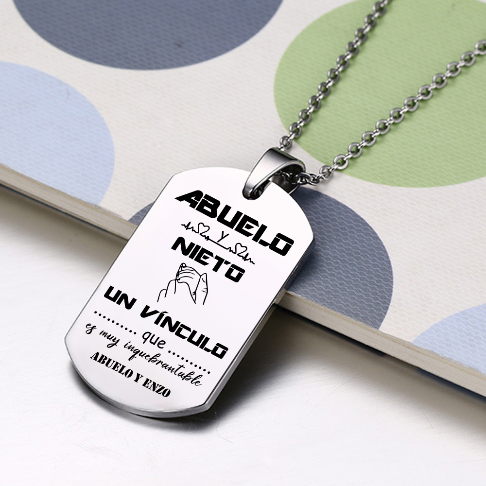 A MI ABUELO-Collar vínculo entre abuelo y nieto de placa personalizada con 1 texto-Jessemade ES