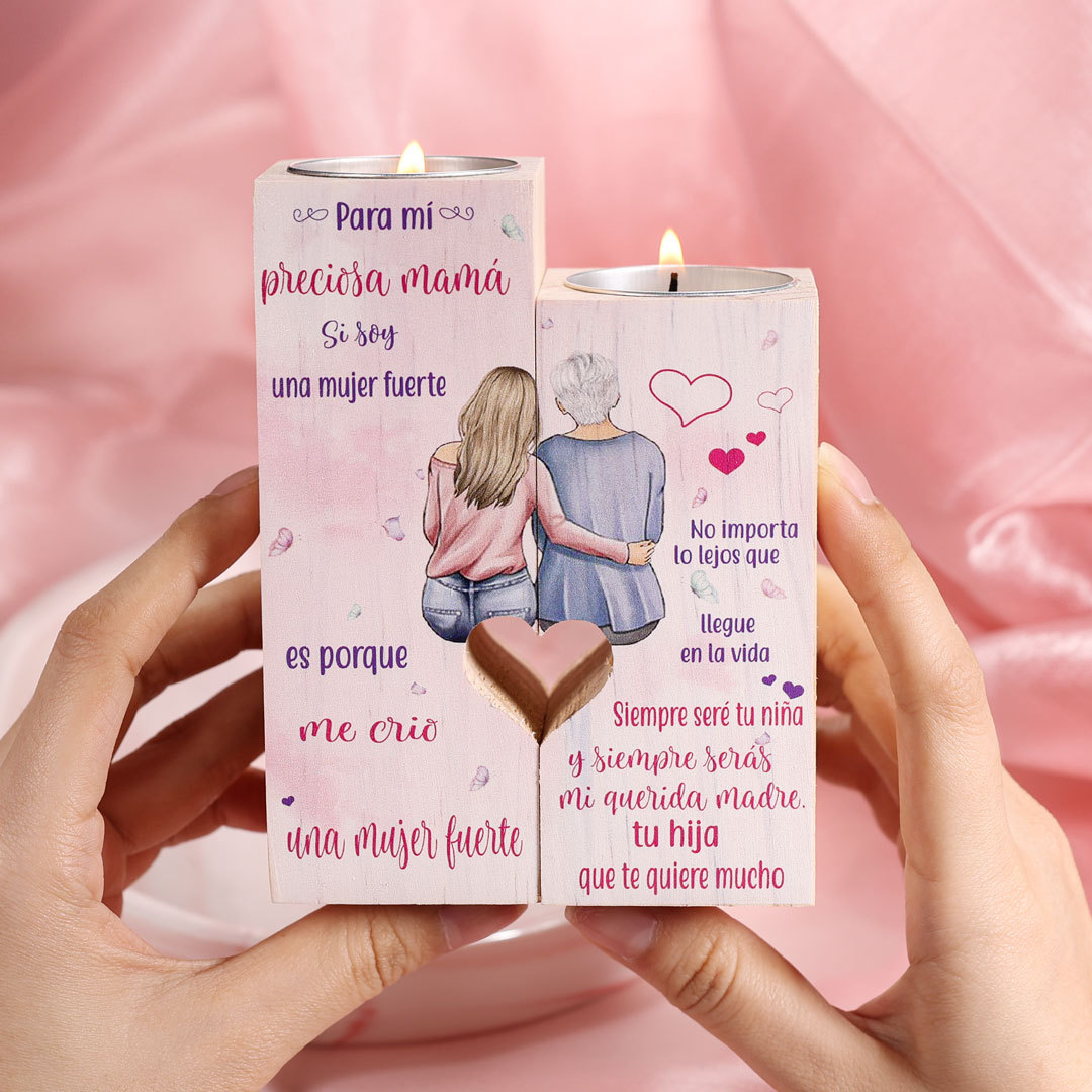 A mi madre-Candelero de madera de dos piezas sin candela