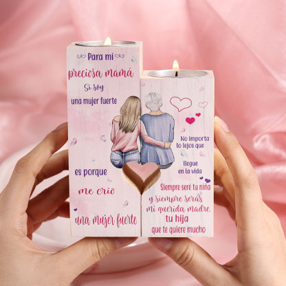 A mi madre-Candelero de madera de dos piezas sin candela
