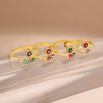 Anillo personalizado con 2-5 piedras de nacimiento anillo ajustable-Jessemade ES