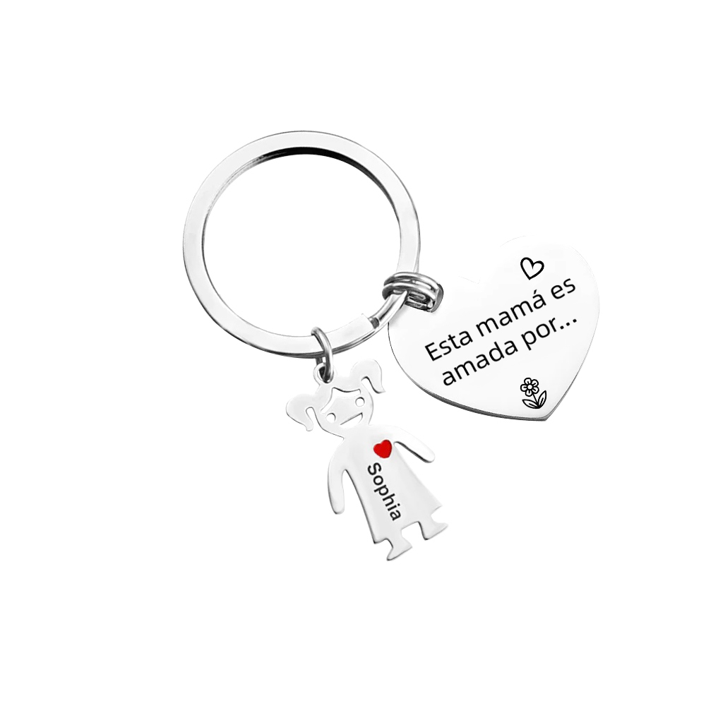 A mi mamá - Kit de regalo de cartera, llavero con "1 niño", tarjeta y caja nombre y flor de nacimiento personalizados | Jessemade