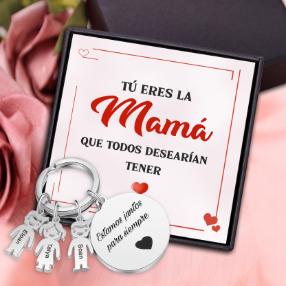 A mi mamá-Llavero Personalizado con 3 Nombres en 3 Niños y 1 Texto-Jessemade ES