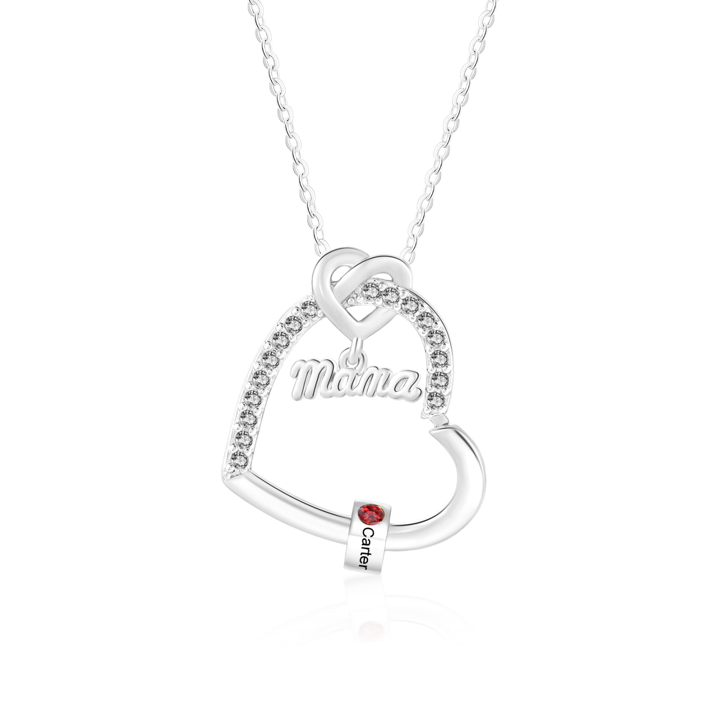 Collar de corazón personalizado para mamá con nombre y piedra de nacimiento – Colgante de corazón infinito como regalo cariñoso para mamá, abuela o esposa | Kettenmachen