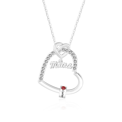 Collar de corazón personalizado para mamá con nombre y piedra de nacimiento – Colgante de corazón infinito como regalo cariñoso para mamá, abuela o esposa | Kettenmachen