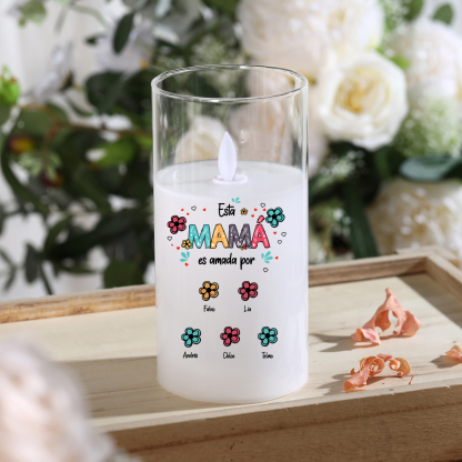 Vela LED personalizada "Esta mamá es amada por"