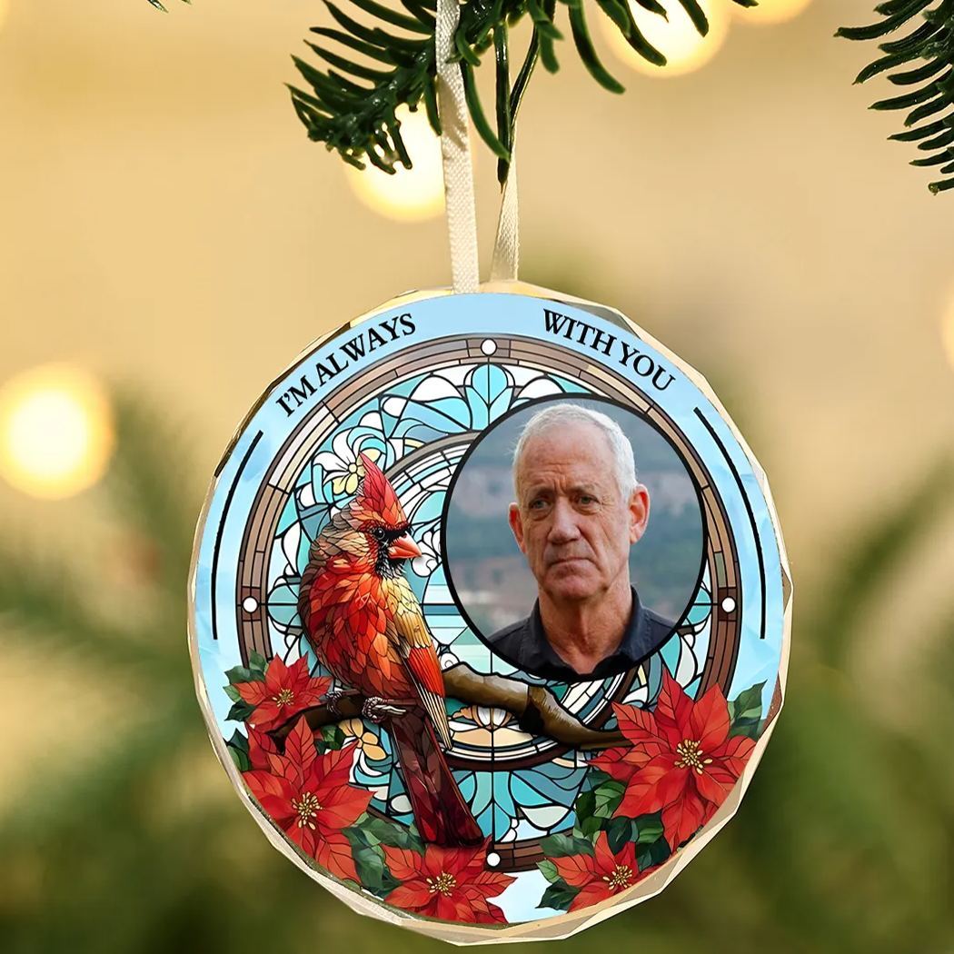 Memoria-Ornamento de vidrio cardenal y árbol con foto y 2 textos personalizados | Jessemade