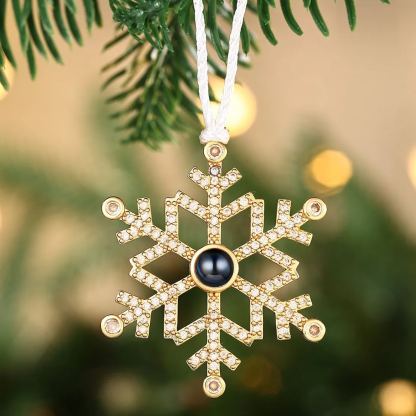 Navidad-Ornamento en forma de nieve con proyección de foto personalizada | Jessemade