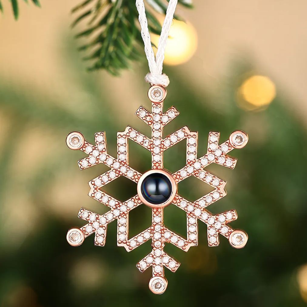Navidad-Ornamento en forma de nieve con proyección de foto personalizada | Jessemade