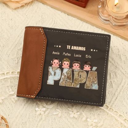 A Papá-Cartera, billetera clásica con niños 1-6 nombres personalizados | Jessemade