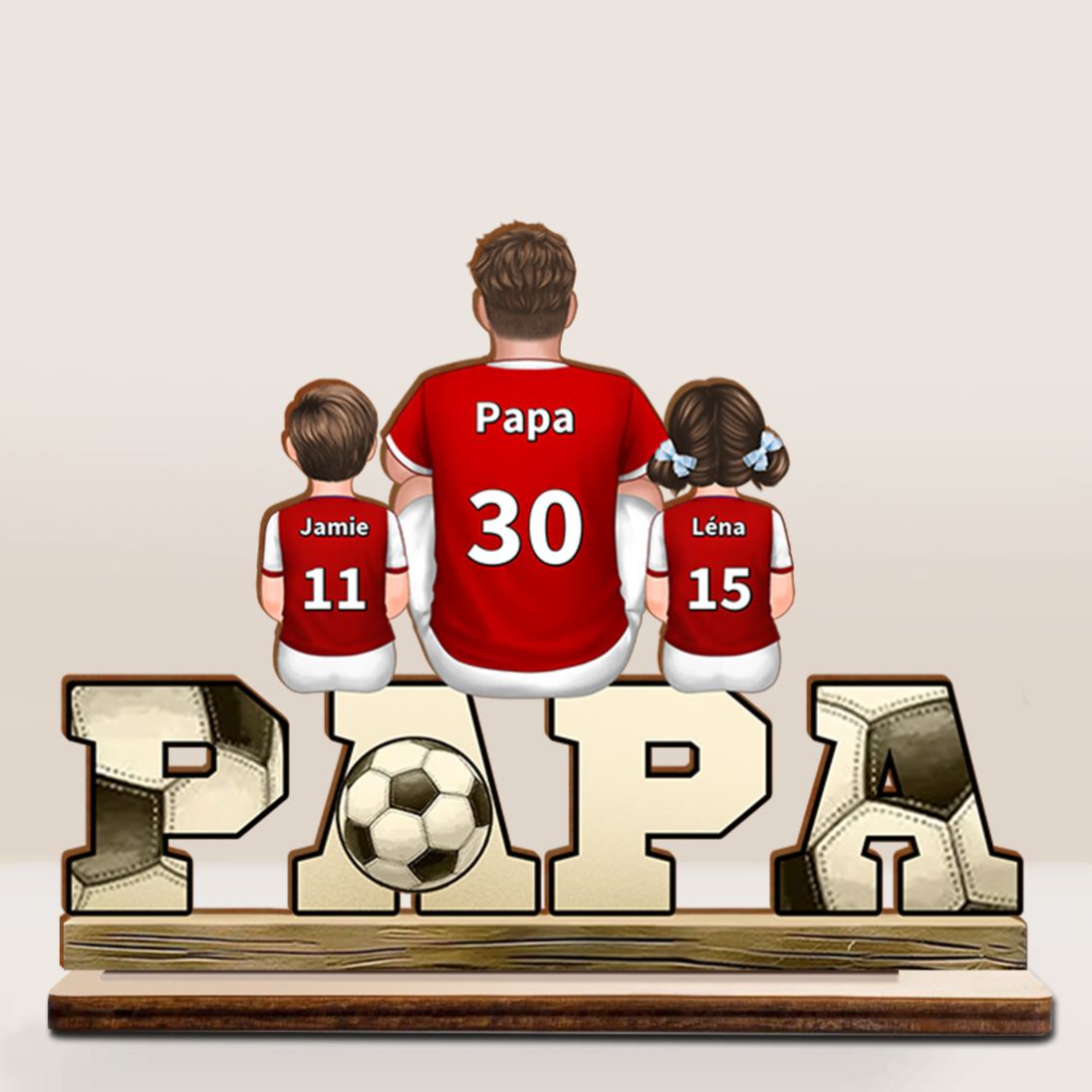 Decoración Papá fútbol con hijos personalizada
