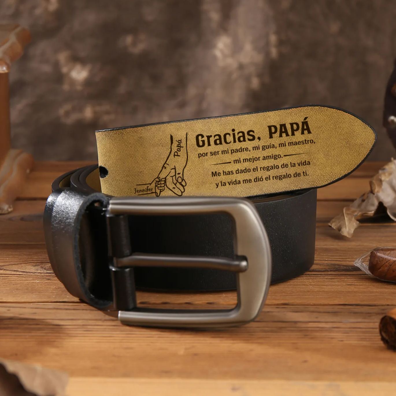 Cinturón de cuero para hombre con 2-6 nombres personalizados mano con mano regalo para papá | Jessemade