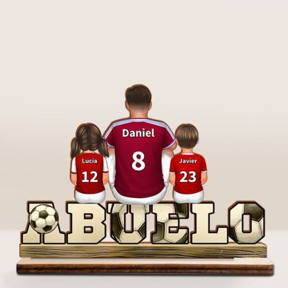 Para mi abuelo - Decoración de madera personalizada con diseño de fútbol y camisetas – Regalo único y emotivo