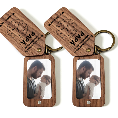 Llavero de madera personalizado con foto para papá/abuelo