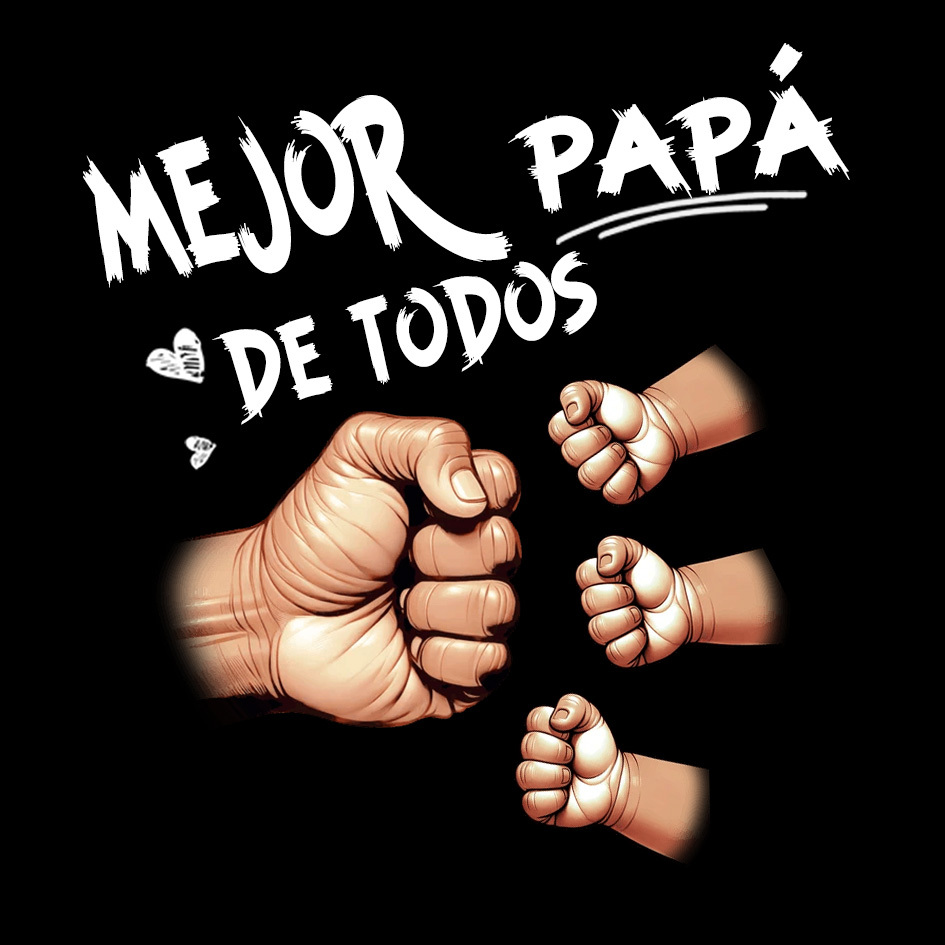 Tarjeta - Camiseta negra Mejor Papá de Todos, puños bebé