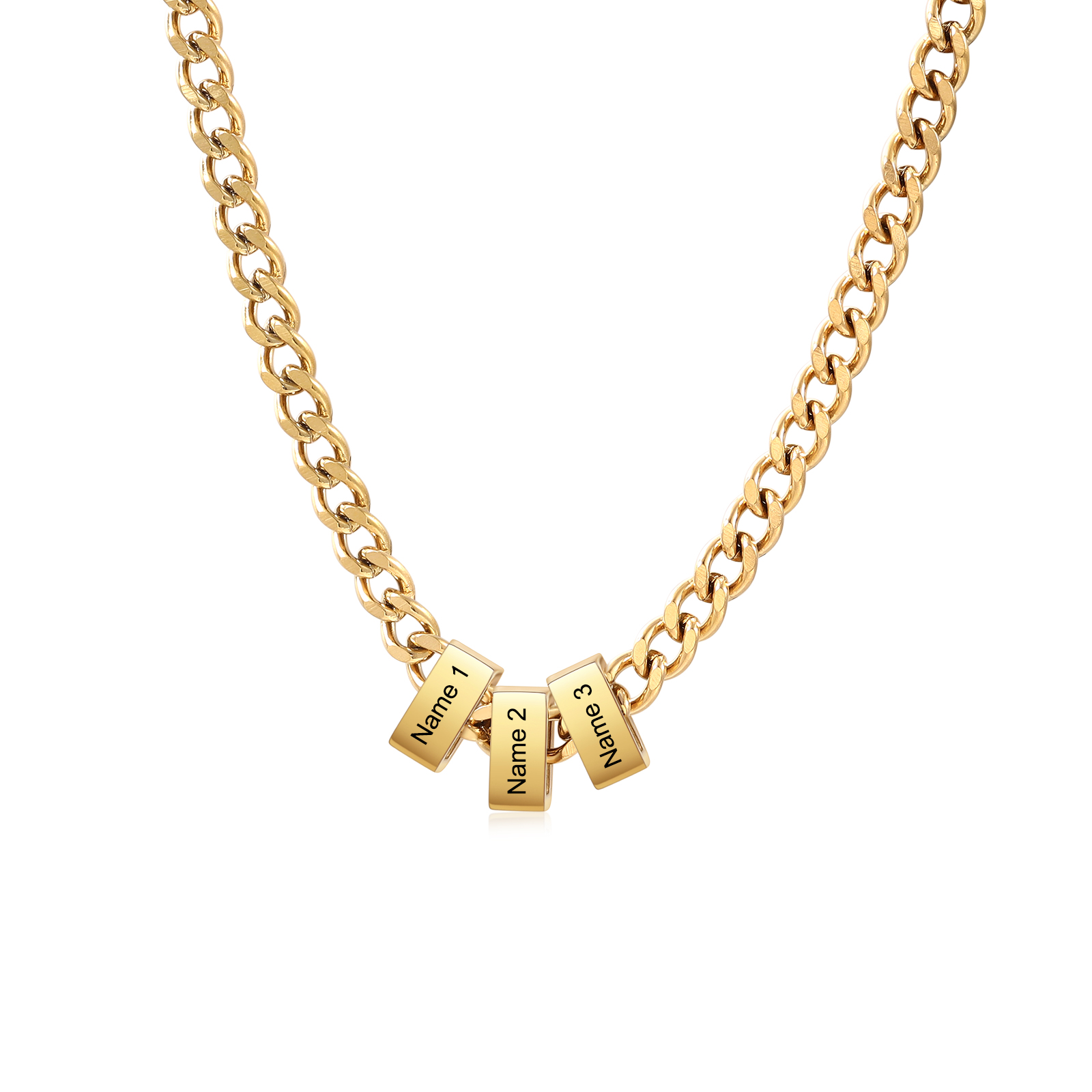 Collar de eslabones cubanos personalizado para hombre con 1 a 6 nombres