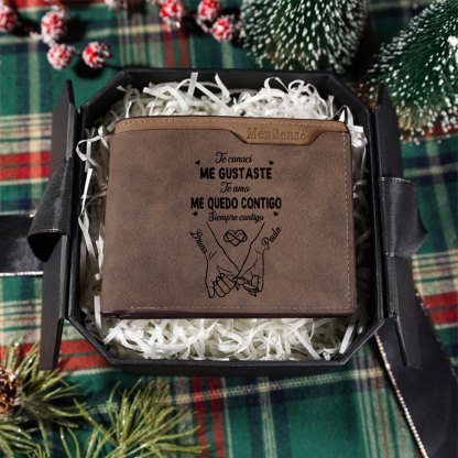 Cartera calendario de piel sintética personalizada para hombre para parejas