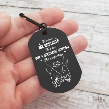 Llavero acero inox negro grabado calendario pareja