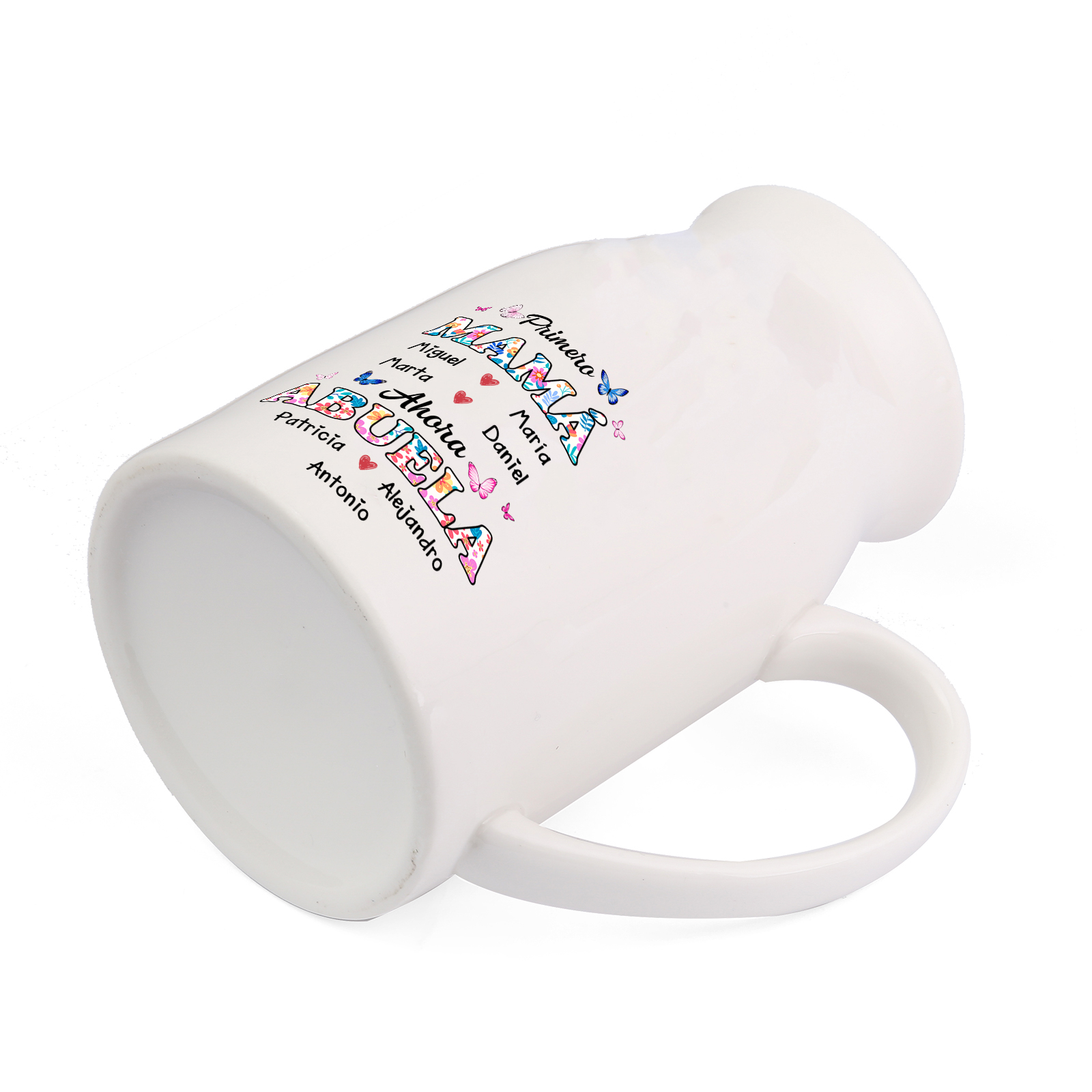 Florero rústico con forma de jarra, diseño floral "Primero mamá, ahora abuela" | Jessemade