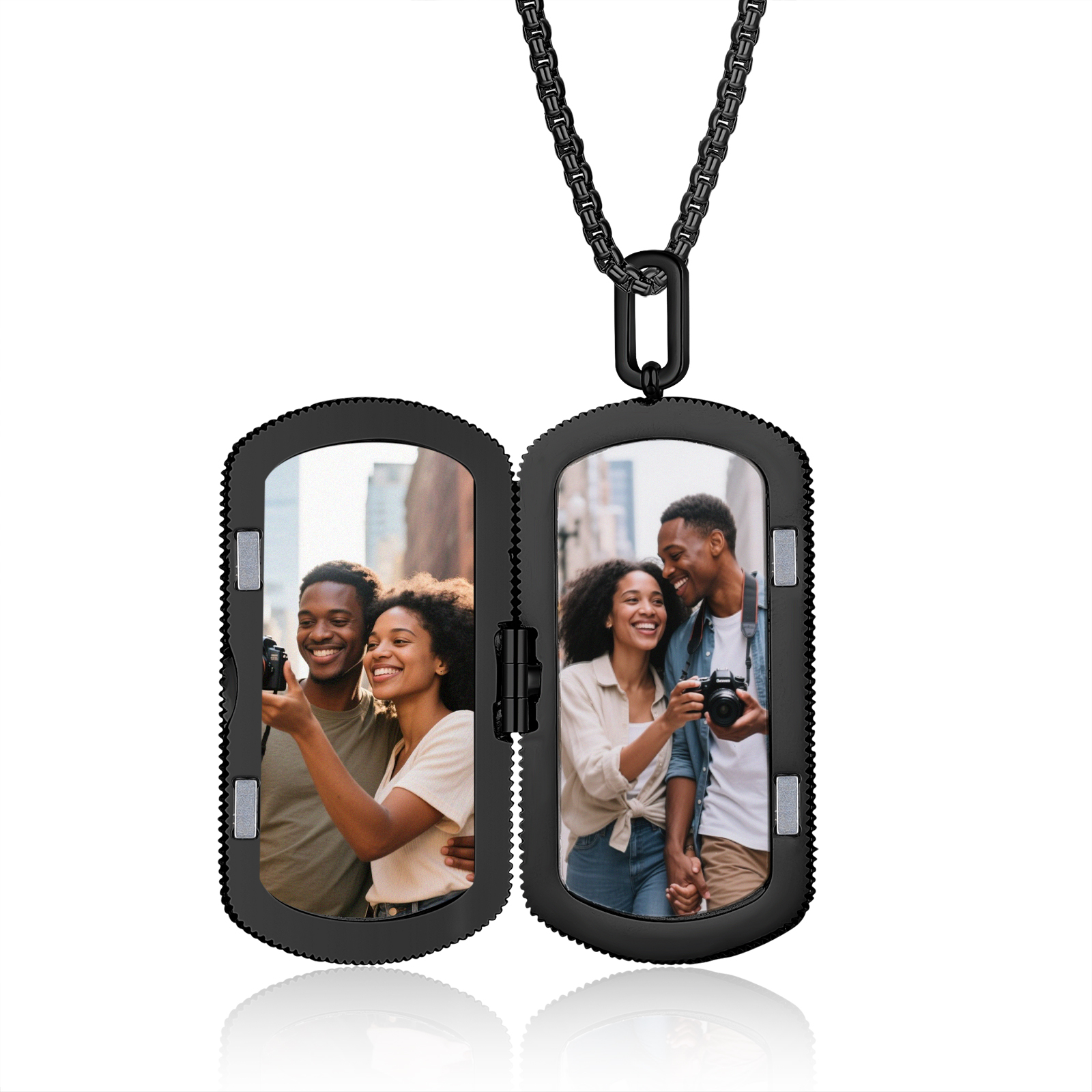 Collar con colgante medallón personalizable con foto de acero inoxidable