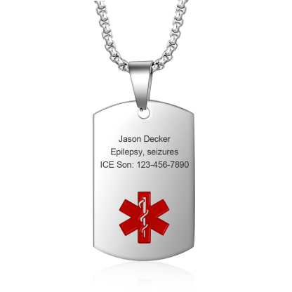 Collar de alerta médica personalizado con grabado personalizado e información de emergencia, regalo para la familia | Jessemade