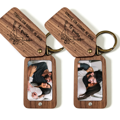Llavero de Madera Personalizado con Promesa de Meñique y 2 Fotos