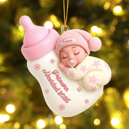 Adorno de Navidad Personalizado Biberón para Bebé – Primera Navidad con Nombre | Jessemade