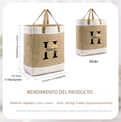 Bolsa de Tela personalizada, monograma de flor de nacimiento