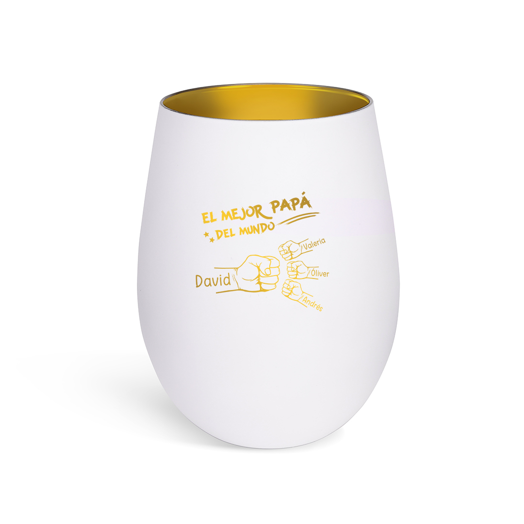 Portavelas de cristal personalizado «El mejor papá del mundo», personalizado con 2–7 puños y nombres