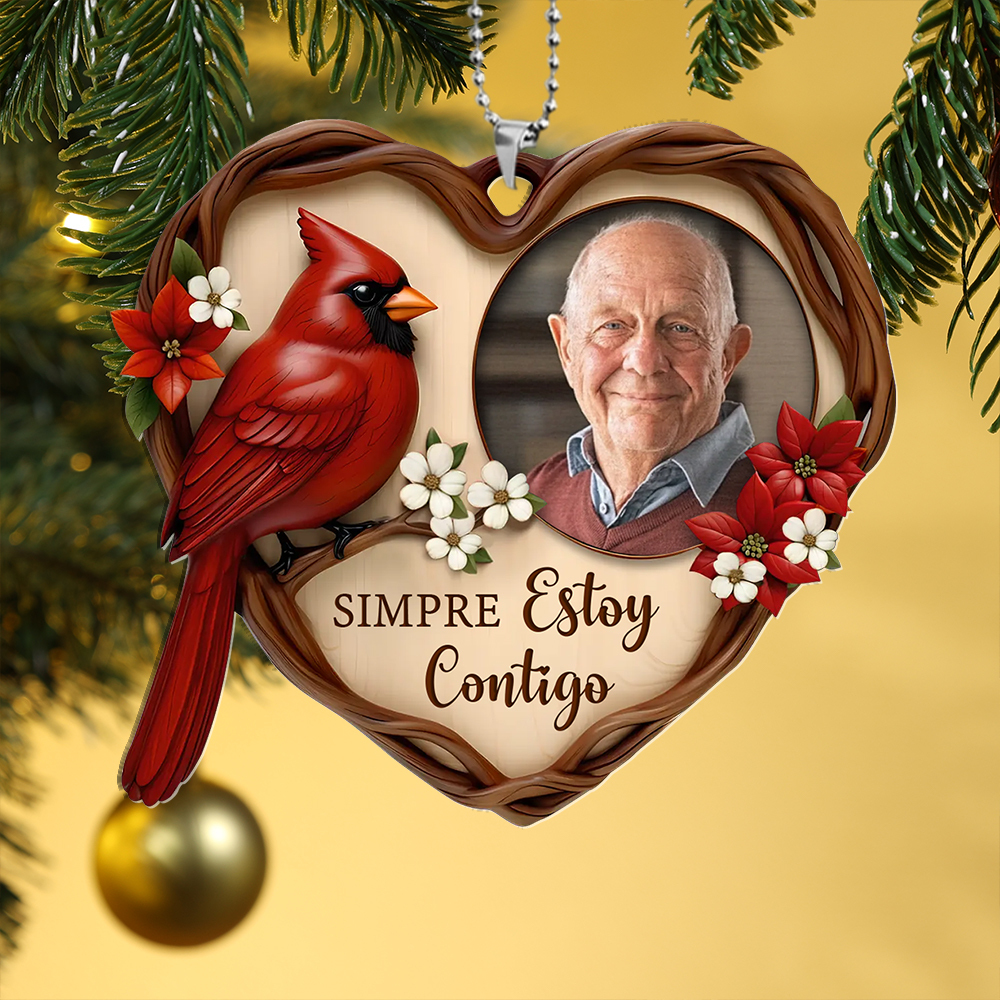 Adorno para árbol de Navidad personalizado con foto conmemorativa de cardenal