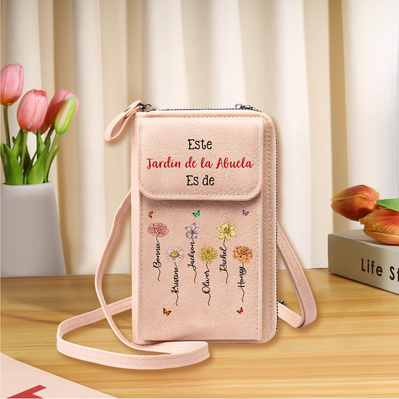 Bolso bandolera personalizado para móvil con nombre, regalo práctico para abuela y mamá | Jessemade
