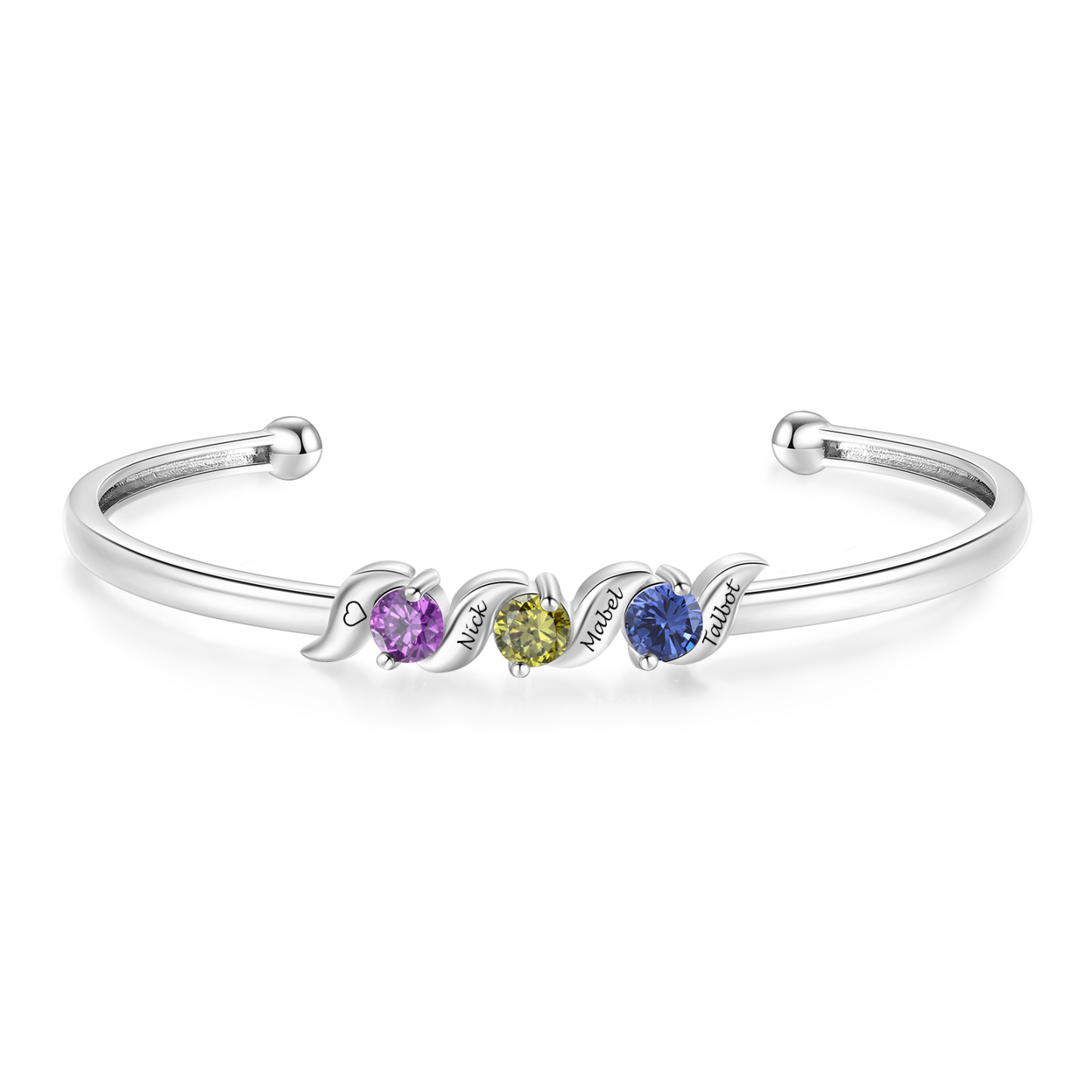 Pulsera brazalete de piedras de nacimiento para mujer personalizada, tipo familiar, personalizada con 1–5 nombres y piedras